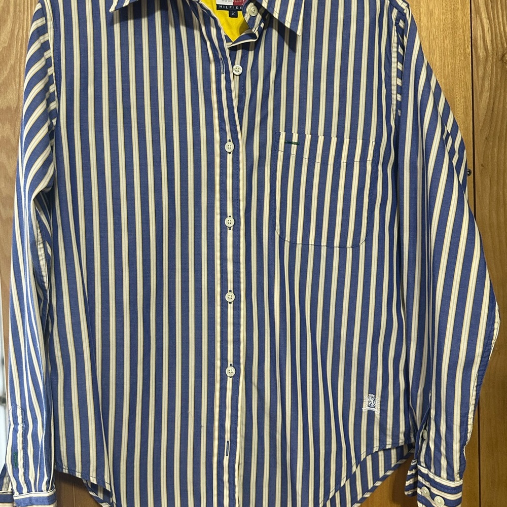 Blue and White Striped Women’s Blouse